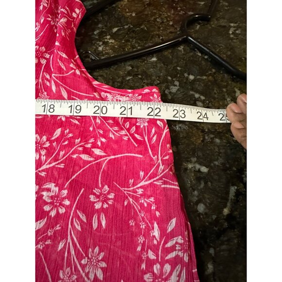 Cristina B Pink Sleeveless Floral Print Blouse Multi Layered Hi low Womens Sz L - Picture 7 of 9